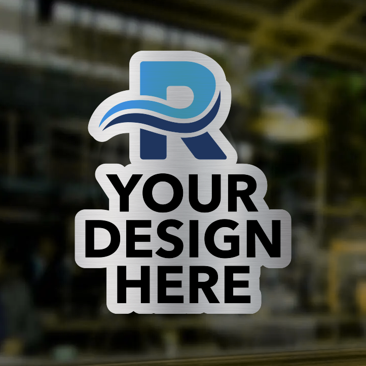 2" Die Cut Brushed Aluminum Glossy Stickers