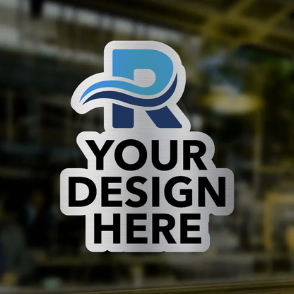 2" Die Cut Brushed Aluminum Glossy Stickers